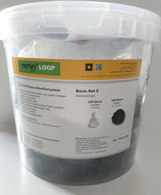 Nivelliersystem Fliesen Levelling Loop BS2 Fuge 1,6mm-100Hauben/250Laschen Weis