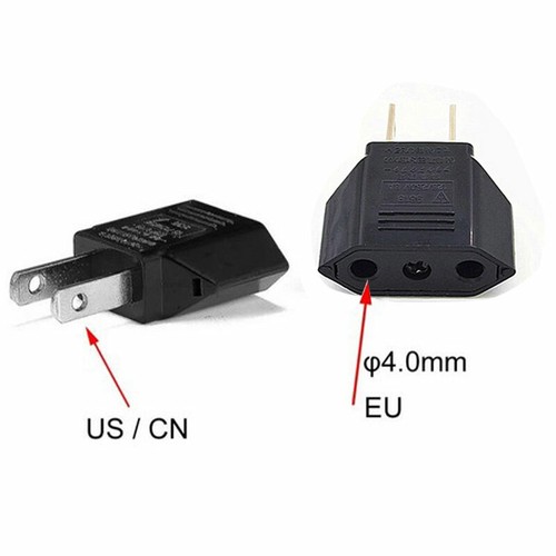 EU Euro Europe to US USA Power Jack Wall Plug Converter Travel Adapter Adapto ZC - Picture 3 of 7