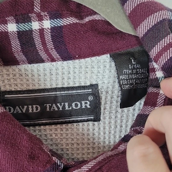 Винтажная мужская рубашка Y2K 90-х в клетку на пуговицах размер L вафельная с тепловой подкладкой красная инди - Изображение 4 из 4