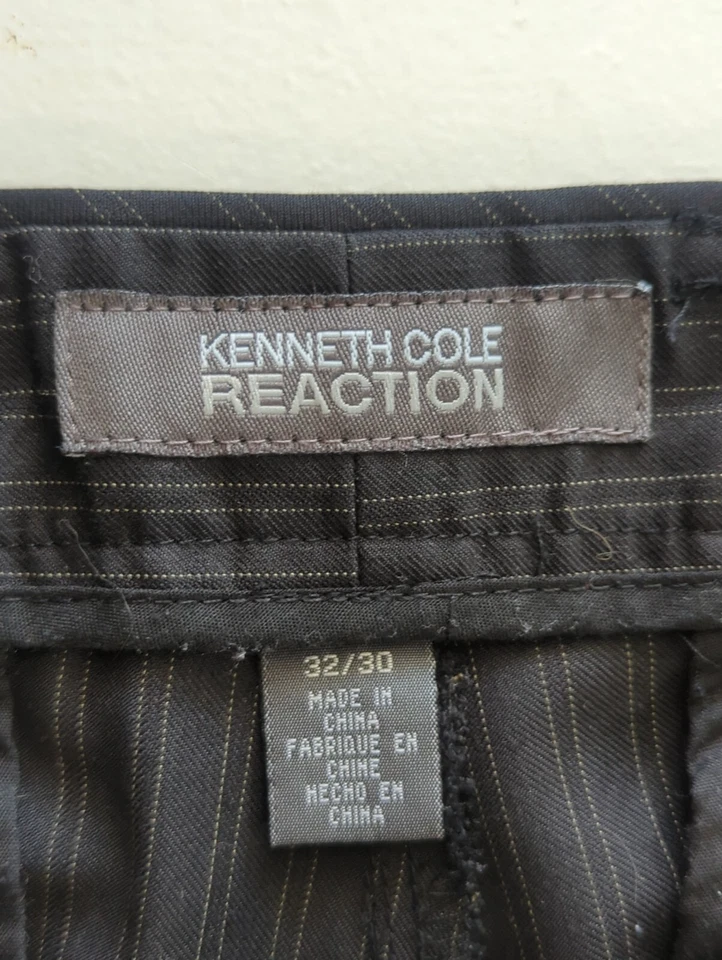 Women's Kenneth Cole Reaction Black Pinstripe Dress Pants w/ Belt Loops - 32/30 - Image 4 of 4