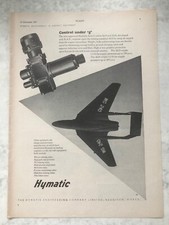 1957 Aircraft Advert HYMATIC ENGINEERING ANTI-G VALVES AG5 AG6 ENGINE COMPRESSOR