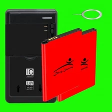 High Capacity 2x 4580mAh Battery Multi Function Charger Pin f LG Tribute 5 LS675