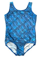 GIrl's Danskin Blue Leopard Print Leotard, size large 12-14