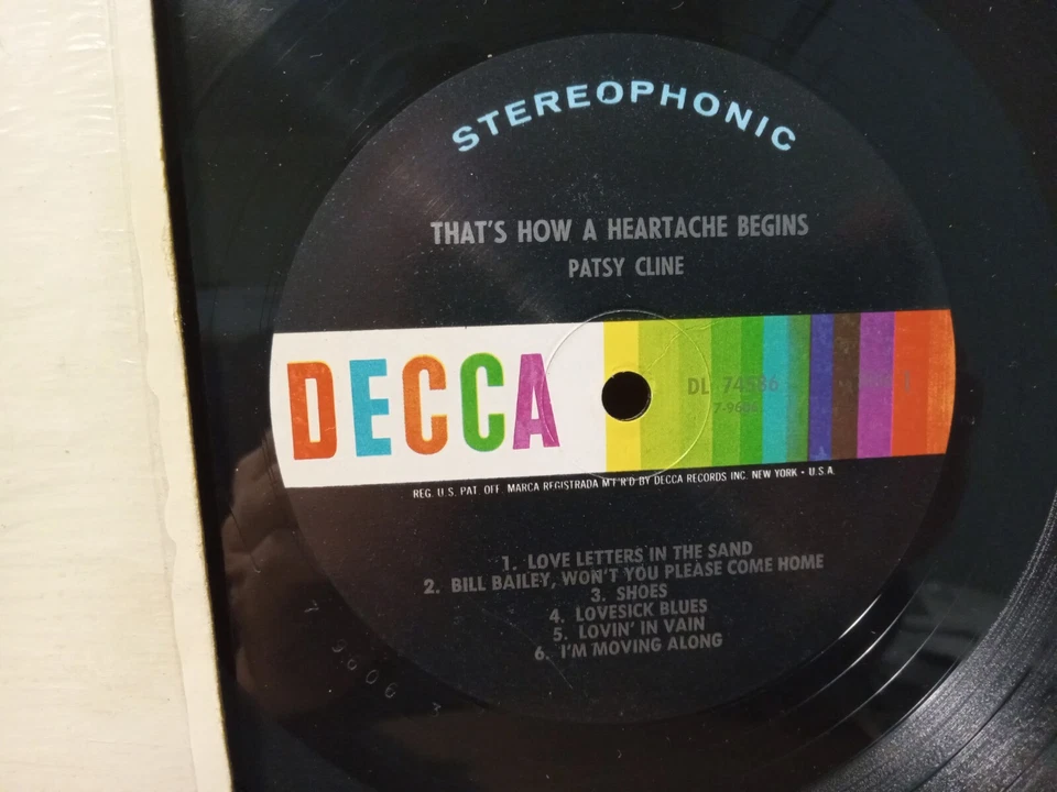 PATSY CLINE That’s How A Heartache Begins LP NM w/ SHRINK, Decca STEREO DL 74586 - Image 2 of 4