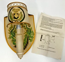 Oriental Accent Toleware Metal Shield Wall Sconce Chandelier Green