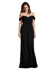 David Meister ~ Black Jersey Draped Off the Shoulder Formal Gown 2 NEW $568