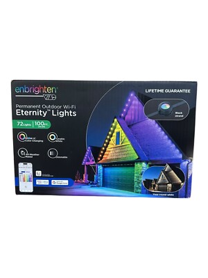 Enbrighten Eternity Permanent Outdoor Lights, 100ft, 72 RGBWIC LEDs, Black Ea...