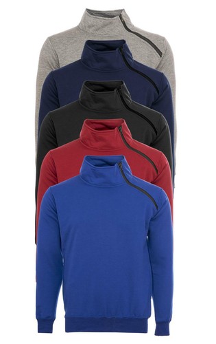 New Men High Neck Sweatshirt with Side 