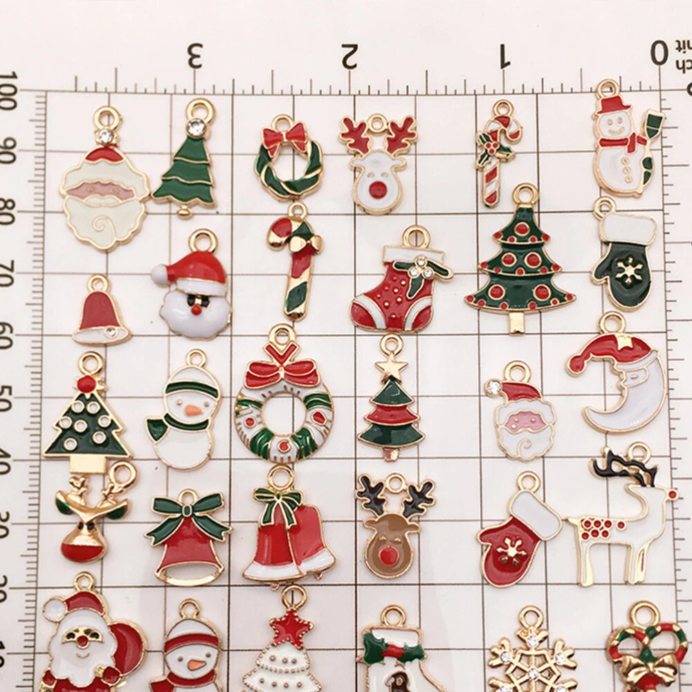 60 Pcs Christmas Tree Charms Jewelry Making Pendant DIY Set Earrings