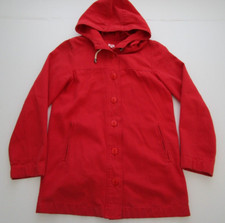 Size 38 Armor Luxe Red Canvas Button Hoodie Jacket
