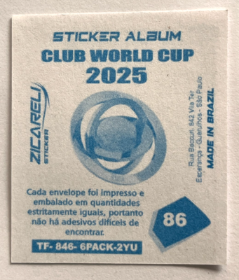 SEIJOSAI 2025 サッカー選手 コレクションシール12枚セット 2025 FIFA CLUB WORLD CUP Zicareli Sticker #086 IGOR JESUS Botafogo