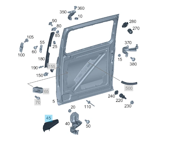 Genuine Mercedes Vito 447 Right Cover Lower Door Slide Mechanism 