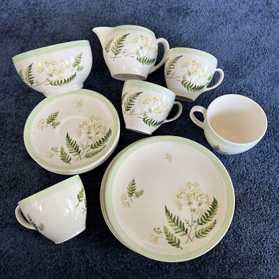 Vintage Teetasse & Untertasse Set, Johnson Brothers England, Kuh Petersilie, um 1960