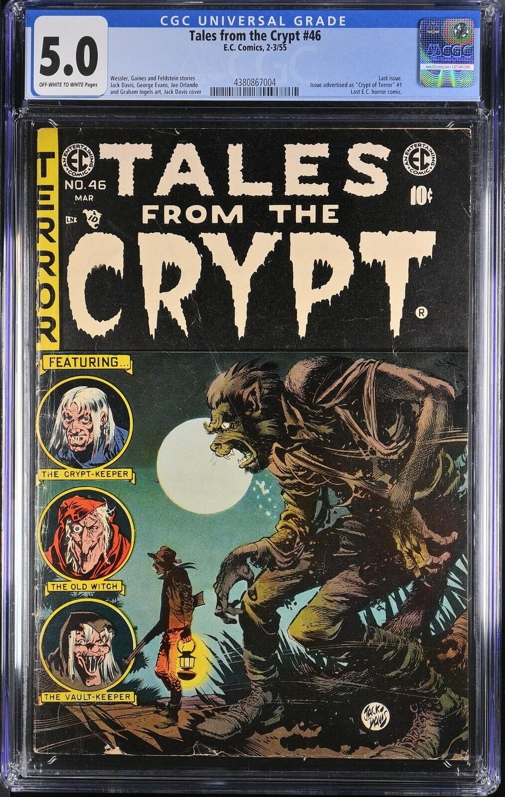 TALES FROM THE CRYPT #46 CGC VG/FN 5.0 LAST ISSUE LOW DISTRIBUTION EC COMIC 1955