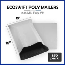 150 13x16 EcoSwift Poly Mailers Plastic Envelopes Shipping Mailing Bags 2.35MIL