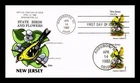 DR JIM STAMPS US COVER NEW JERSEY STATE BIRD FLOWER FDC COLLINS HAND PAINTED