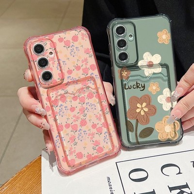 Blumen Hülle für Samsung S25 S26 Ultra S24 A17 A56 A55 A16 Kartenfach TPU Schutz