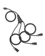 DEWENWILS 12 ft Outdoor Extension Cord 1 to 3 Splitter 3Prong Outlets 16/3C SJTW