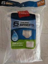 Hanes ComfortSoft Briefs Boys 10-12 Med Underwear 100 Cotton 6 Pair Tagless