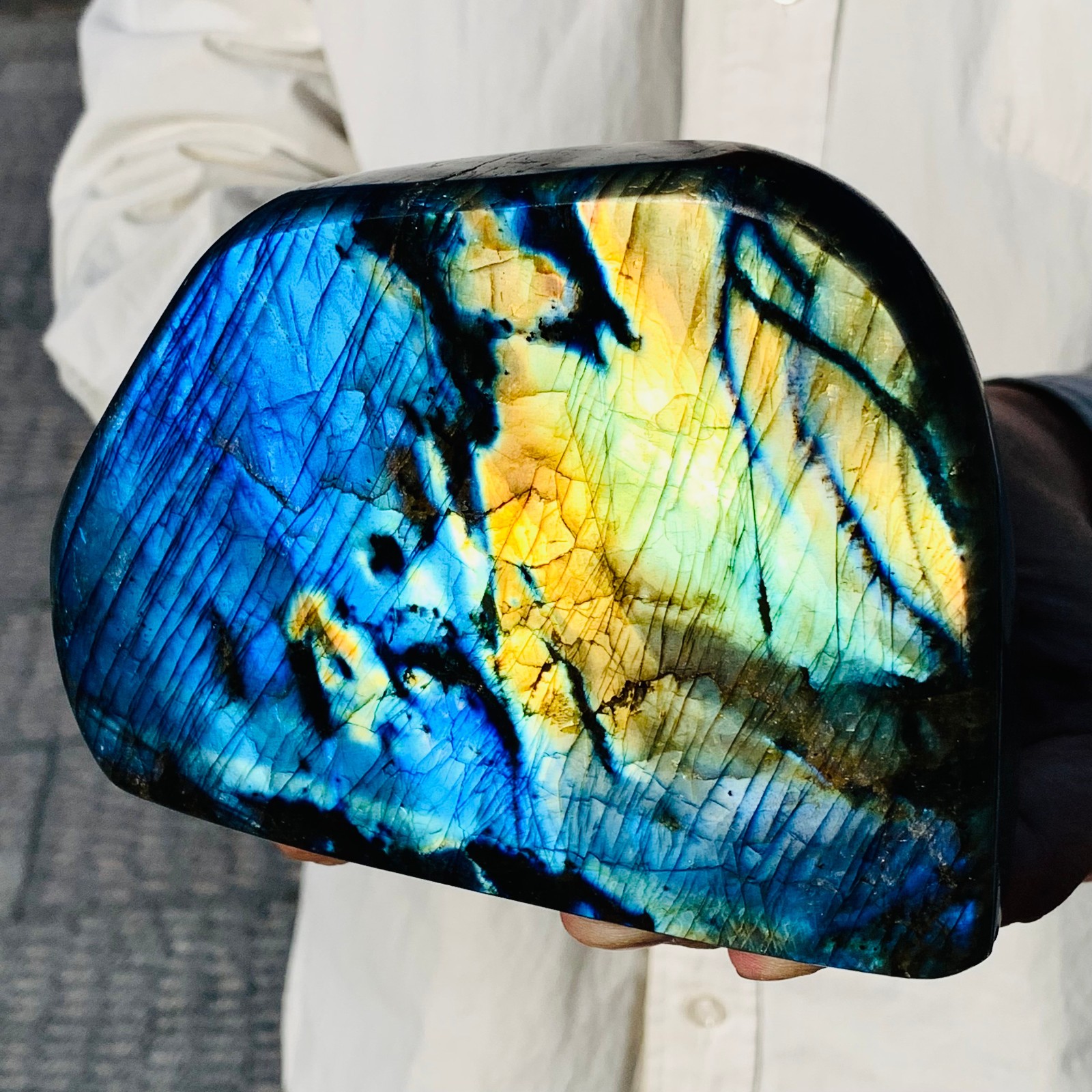 2.53LB Natural Labradorite Quartz Crystal Mineral Spectrolite Healing
