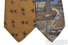 LOT of 2 - ALLEA GUY LAROCHE COUTURE Silk Mens Luxury Tie Ties