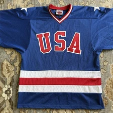 Vintage K1 Sportswear USA Olympics Blue Hockey Jersey Men’s Small S SIGNED Read