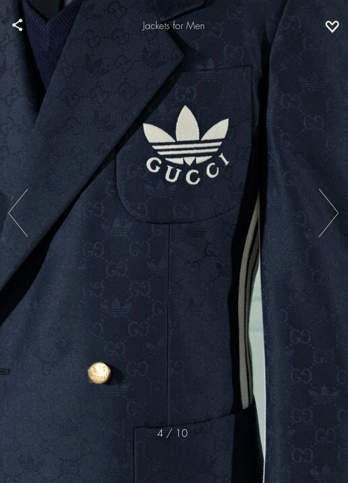 Giacca formale Gucci x Adidas GG Trifoglio Jacquard.