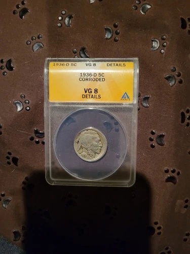 1936 D Buffalo Nickel ANACS VG 8