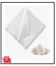 Mens White Silk Pocket Square - 100% Pure Silk Handkerchief 13.8 x 13.8