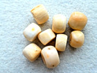 ANTIQUE 9  PCS  TUBE SHAPE WHITE CORAL  SHELL  TRADE BEADS  W/ A PINK TOUCH — photo 5