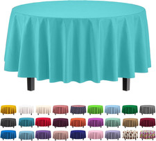Aqua Round Plastic Table Cloth Disposable 6 Pack - 84 Inch Round Tablecloth for
