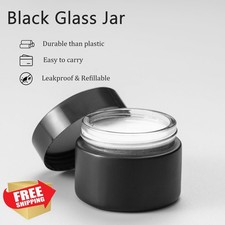 OverNews 2oz Black Glass Jar Empty Cosmetic Container Travel Size with Spatula