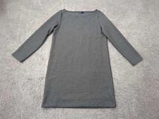 GAP Shift Dress Womens Medium Gray Long Sleeve Boatneck Knit Mini Casual