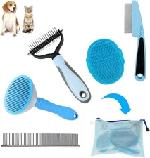 Dog Brush Grooming Kit 5PCS - Brushes for Grooming, L-5, B-Blue 5 Kits 