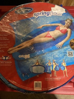 SwimWays Spring Float Pool Lounger w/ Headrest   Foldable Mesh Float