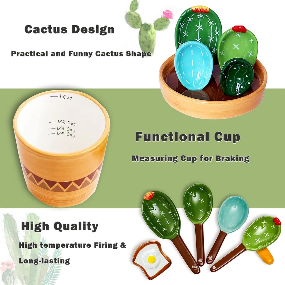 Cactus Measuring Spoons Set,Cacti Measuring Cup and Spoons with Holder and Sp... - Image 2 of 4