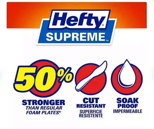 Platos de almuerzo desechables de espuma Supreme fuertes, 8 7/8" (250 ct.) Foto 2 de 4