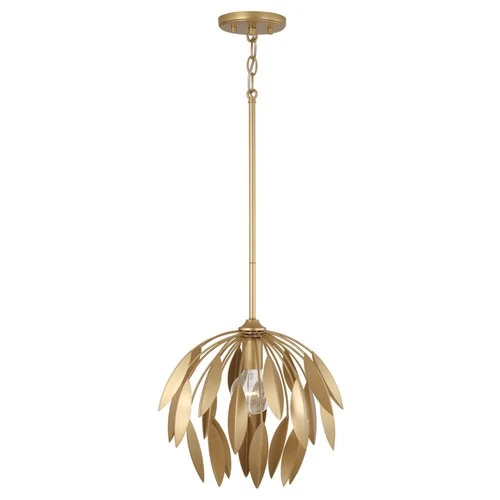 Capital Lighting Margeaux 100W 1-Light Buffed Gold Botanical Semi-Flush Pendant - Picture 3 of 7