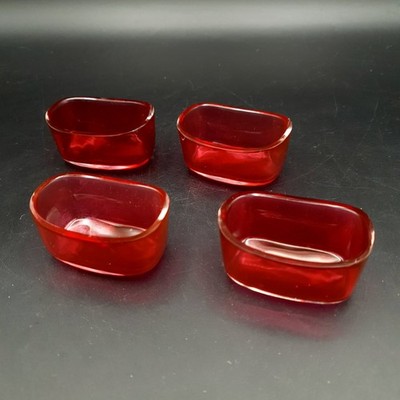 Rubinglas offene Salzschalen 4er Set klein L5,5xH2,5xB3,5cm Gewicht je 45g