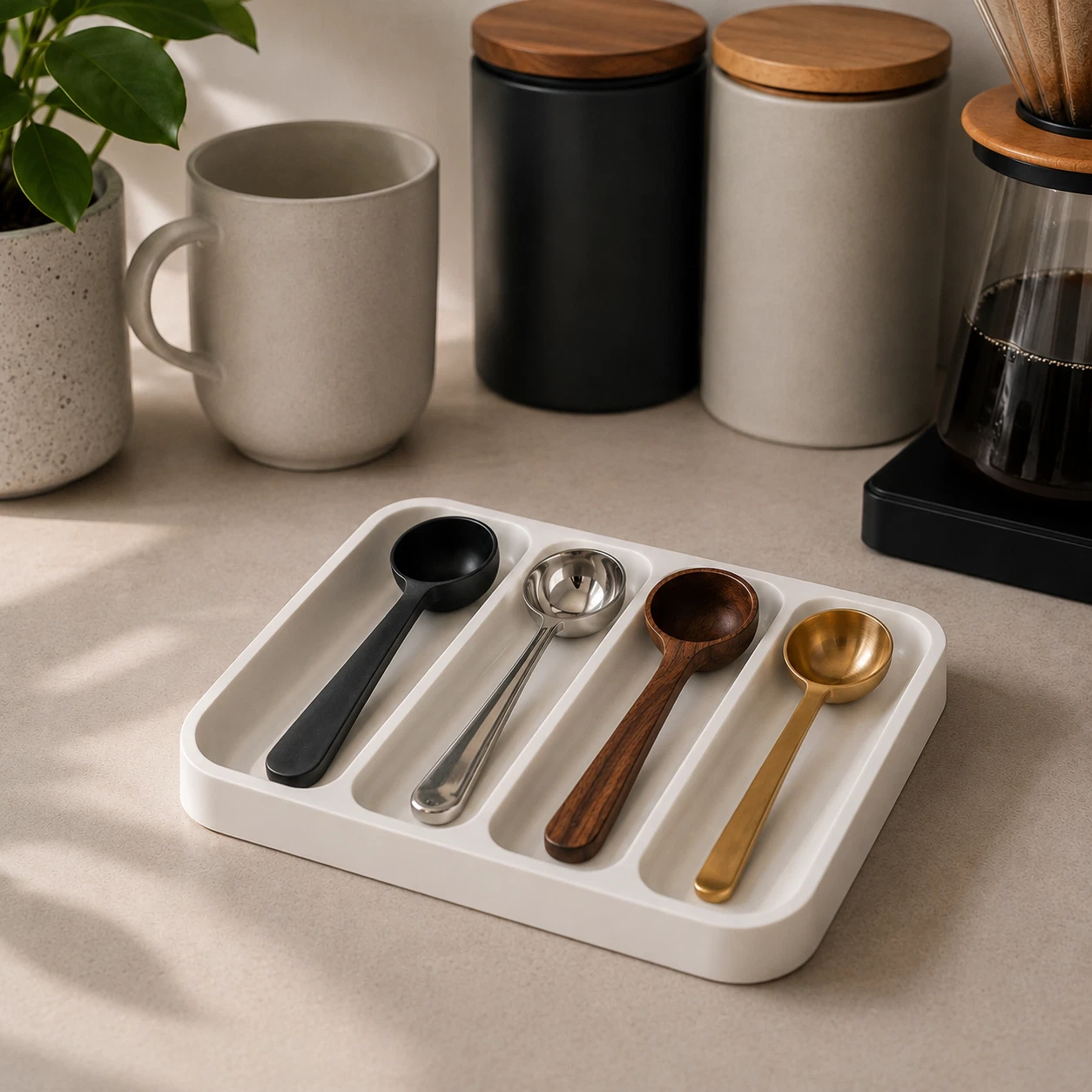 Coffee Scoop Holder Tray | Recycled Materials Kitchen Spoon Rest Organizer