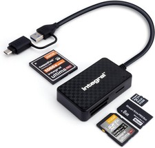 4in1 Memory Card Reader, USB A 3.0 & C to microSD, SD, Compact Flash, MS Duo/Pro