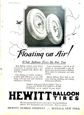 1924 Ad Hewitt Rubber Co Buffalo NY Balloon Tires, Buffalo Disc & Wire Wheels