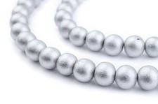 Silver Natural Wood Beads 8mm Round Large Hole 16 Inch Strand