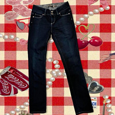 Paige Women's Skinny Jeans Dark Wash Blue Denim Button Closure size 26