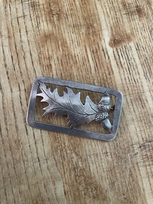 Vintage Sterling Silver Oak Leaf & Acorns Brooch Signed E.A. Day 2.25''