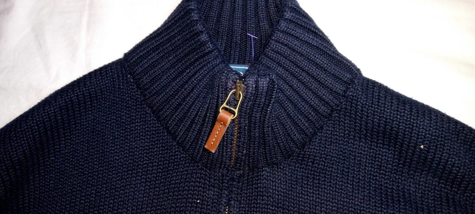 POLO RALPH LAUREN azul marinho, vermelho, SUÉTER brasão equestre 1/4 zíper TAMANHO P - Imagem 3 de 4