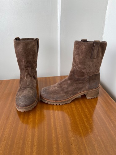 Prada brown suede moto boots with chunky soles size 41 EU