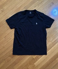 US Polo Assn Mens Black T Shirt Size Large Crew Neck Logo Casual Cotton