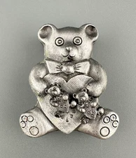 Vintage Torino Teddy Bear Jewelry Gift Set Brooch Necklace Earrings Keepsake Box