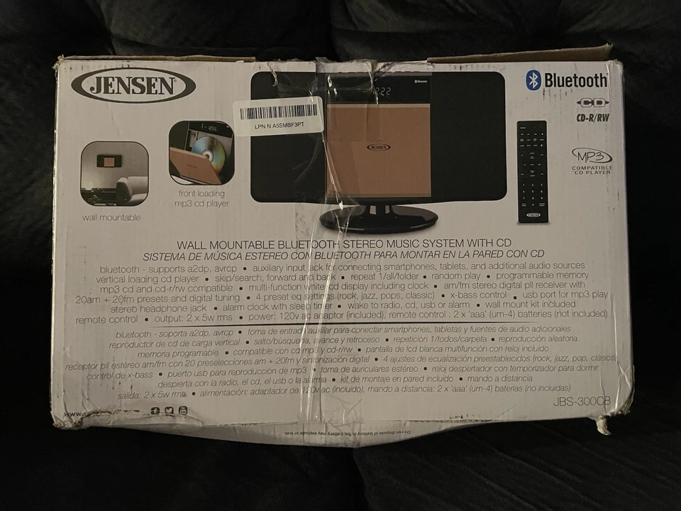 Jensen JBS-300CB Black AM/FM Stereo Wall Mountable Bluetooth CD Music System - Image 2 of 3